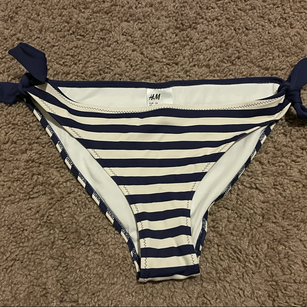 (2/$8) Striped Cheeky Bikini Swimsuit Bottom